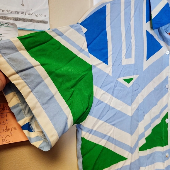 Talulah Oversized Multicolor Geometric Short Sleeve Button Down Shirt Size S - Picture 4 of 13